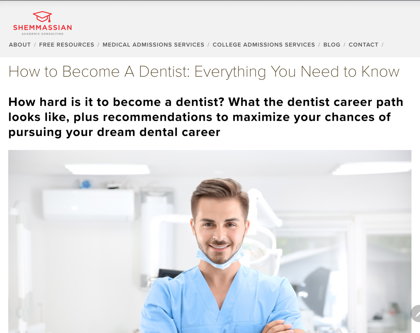 How to Become A Dentist blog post screenshot.